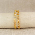 Gold-Plated Floral Infinity Bangles -  Elegant Designer Bangle Set