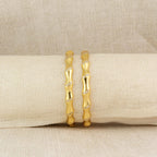 Gold-Plated Bamboo Design Bangles - Elegant Designer Kada Set