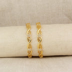 Floral Wave Designer Bangles - Twisted Pattern Stone-Studded Kada Set