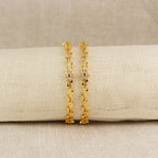 Gold Plated leaf  Bangles with Red Center Stone