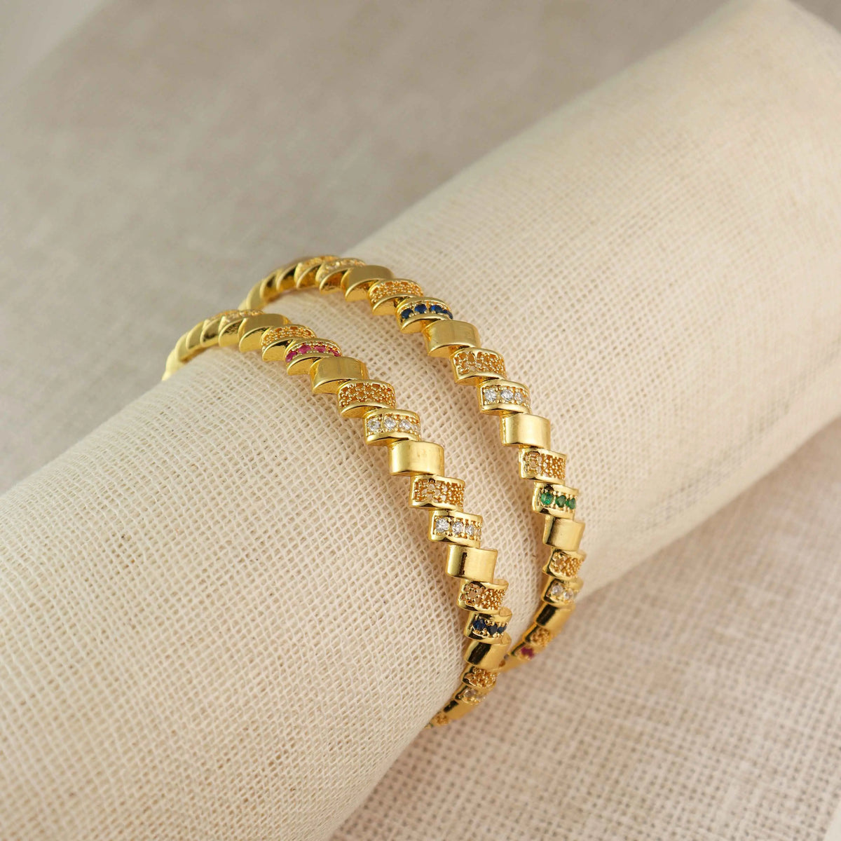 Rajwada Glow Bangles -  Premium Designer Kada Set