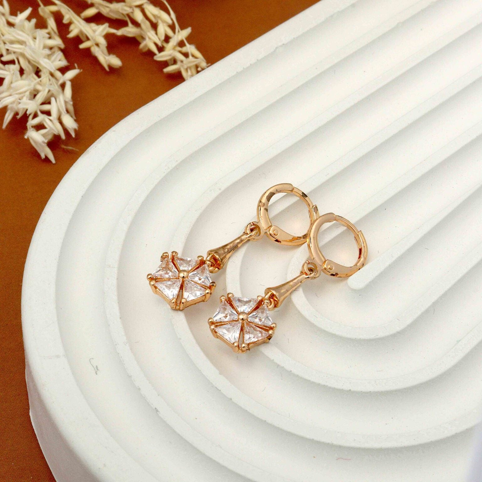Crystal Bloom Gold-Plated Drop Earrings