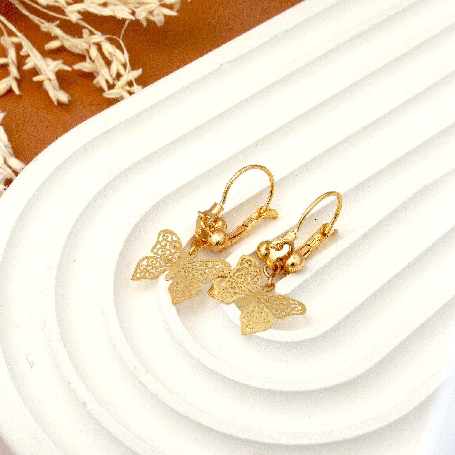 Golden-Plated Butterfly Earrings