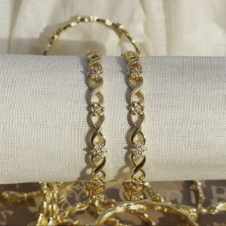Gold-Plated Floral Infinity Bangles -  Elegant Designer Bangle Set