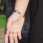 Mint Mosaic Combo – Gold-Tone Cuff Bracelet & Adjustable Ring Set