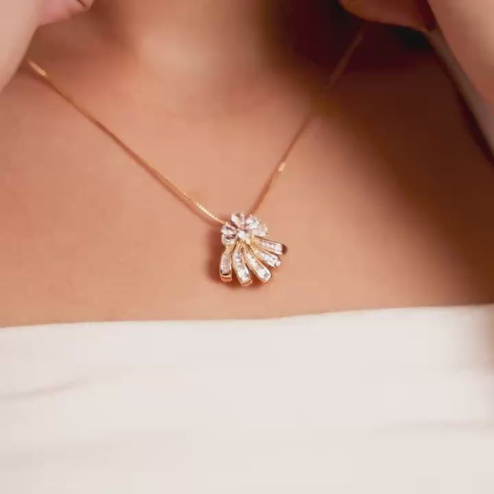 Sunray Set – Gold Sunburst Crystal Pendant & Earrings Combo