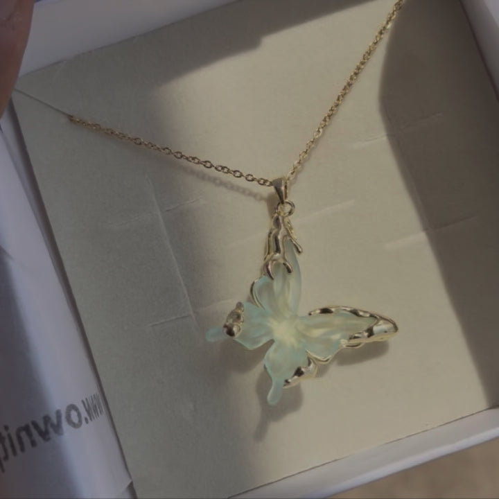 Blue Aura Butterfly Pendant