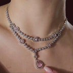 Pink Teardrop Necklace Set
