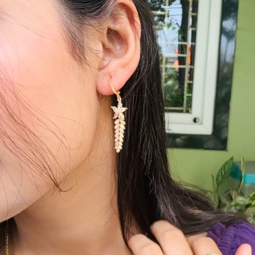 Floral Diamond Drop Earrings