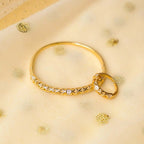 ShineCraft Combo – Gold-Tone Bracelet & Ring Set with Cutwork Pattern