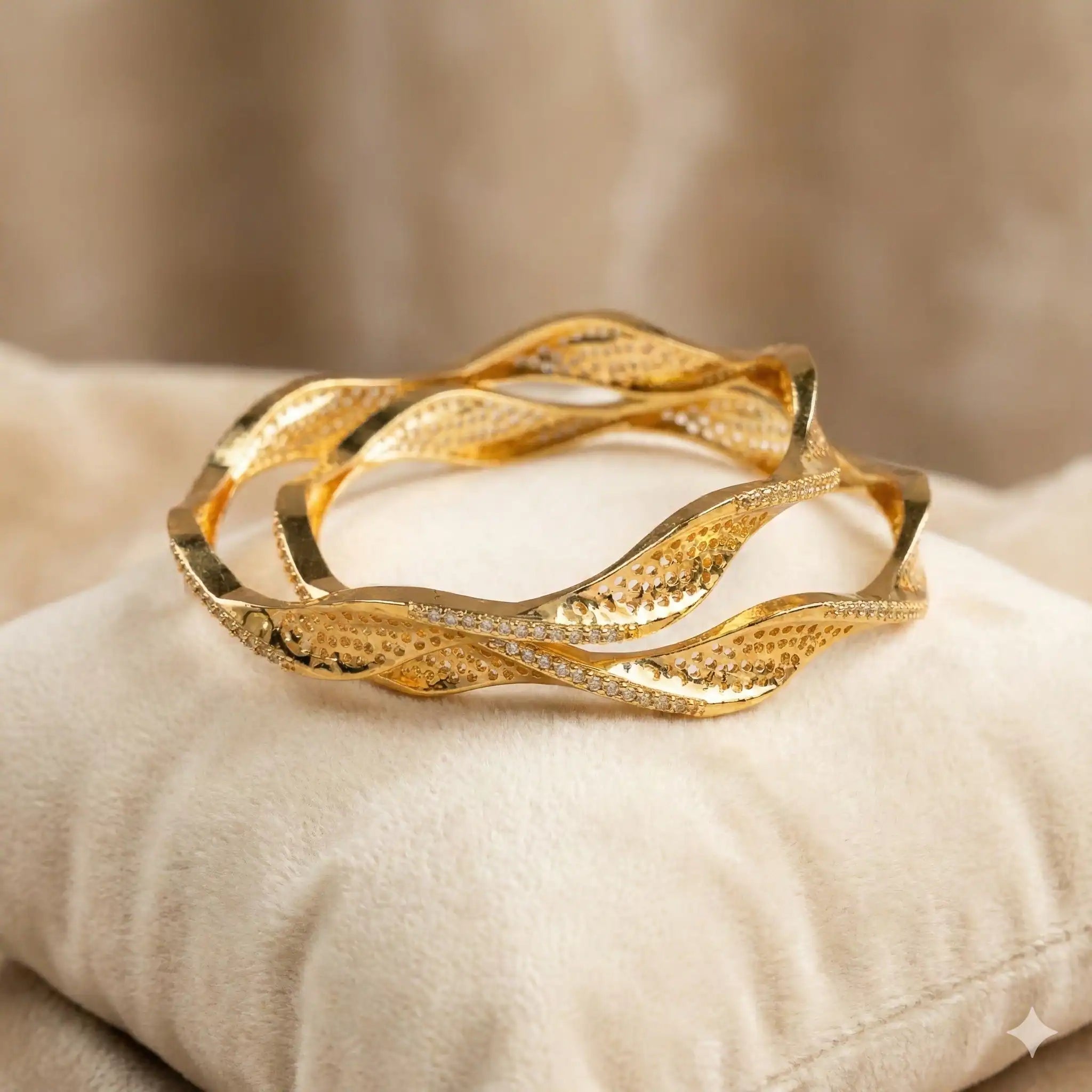 Gold Waves Bangles